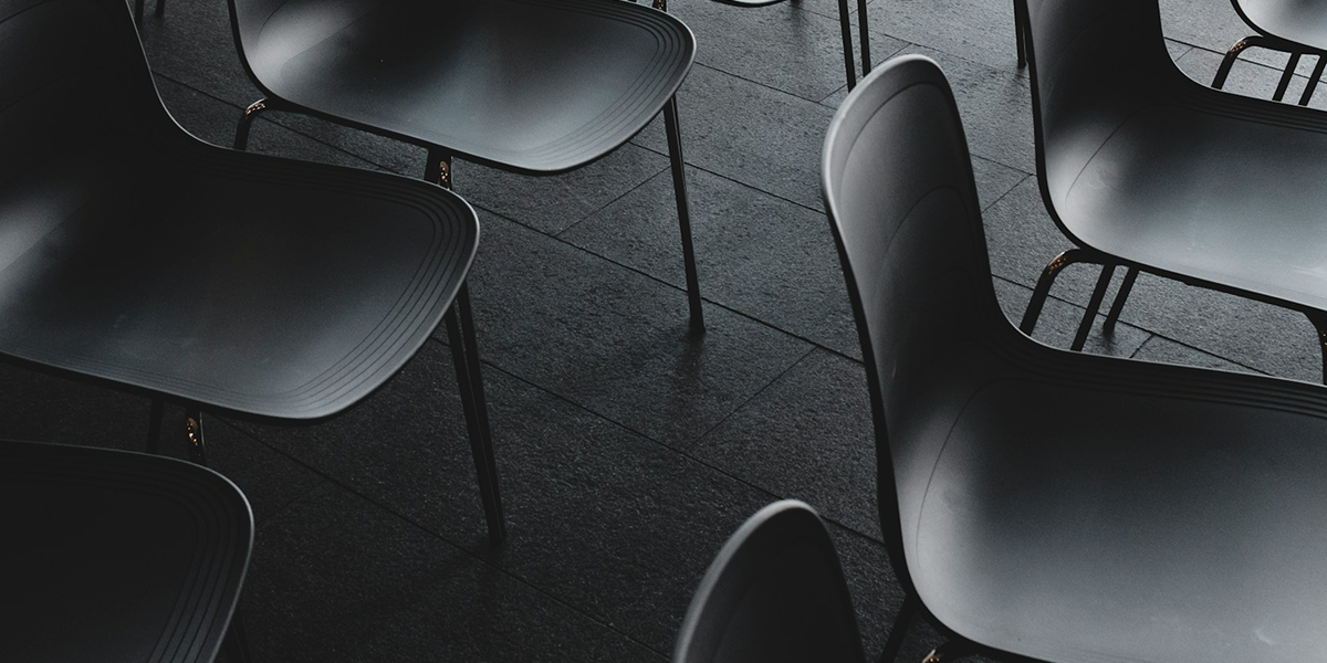 Modern event venue with elegant seating arrangement